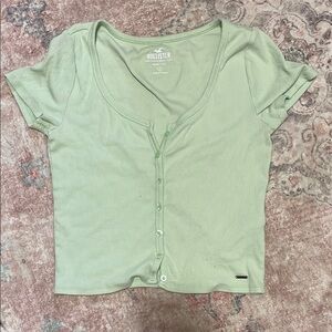 Hollister Women's Green Button-Up Top